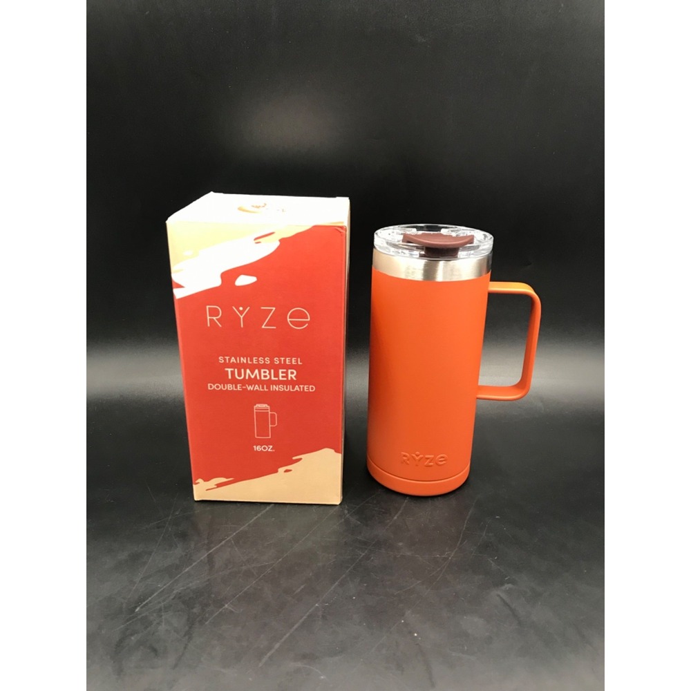 RYZE MUSHROOM COFFEE TUMBLER STAINLESS STEEL DOUBLE WALL 16 OZ -NEW